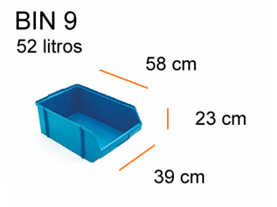 Dimensões do gaveteiro BIN 9 Plástico
