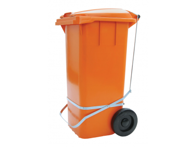 lixeira plástica com rodas e pedal metálico 120 litros